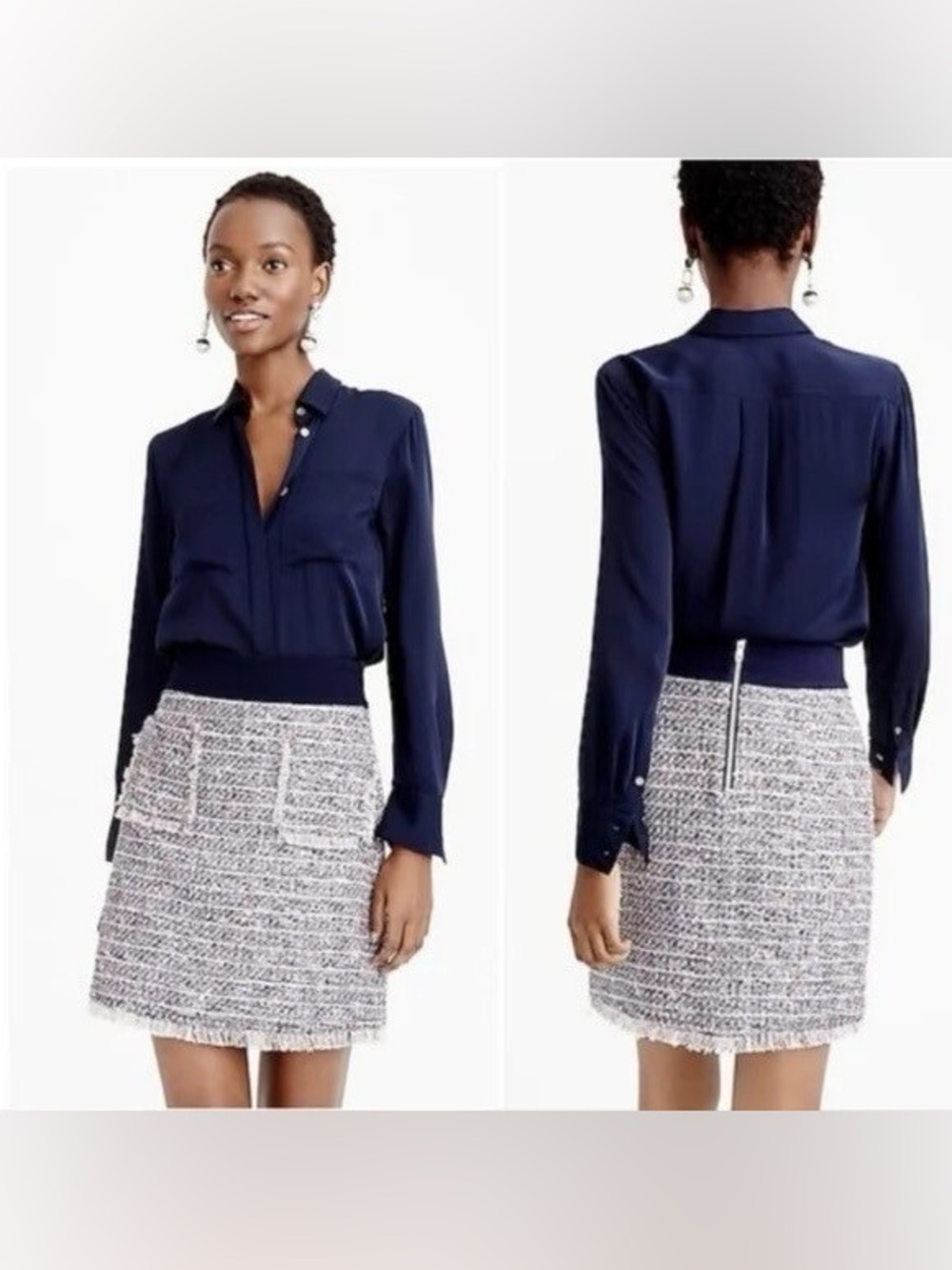 J.Crew Tweed boucle Mini Skirt fringe hem Size 0 – Excellent Like-New Condition